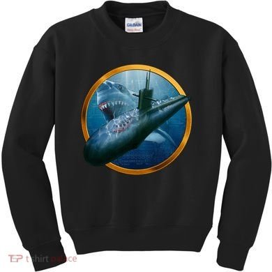 Military Submarine Shark Kids Sweatshirt