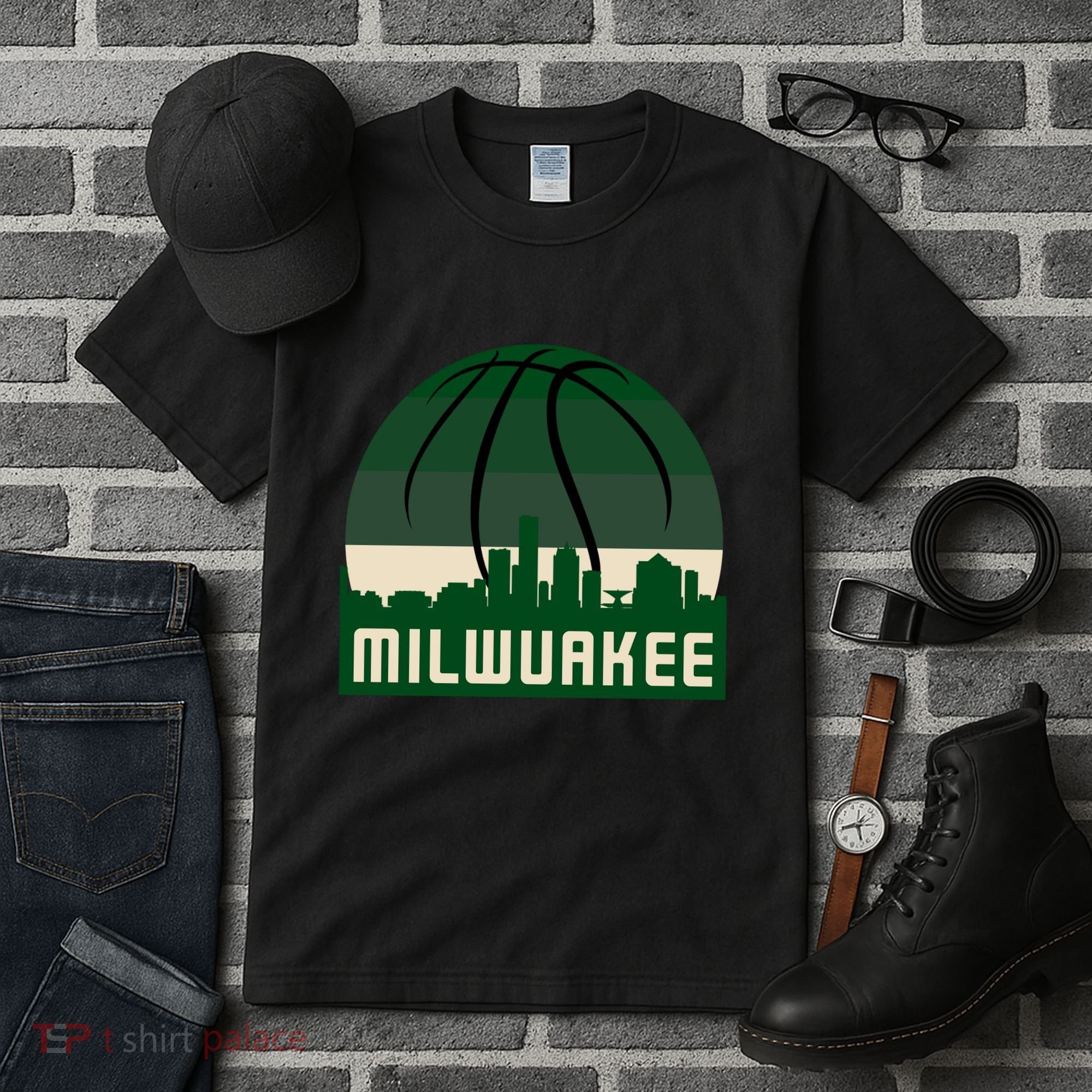 Milwaukee Basketball City Skyline Tall T-Shirt