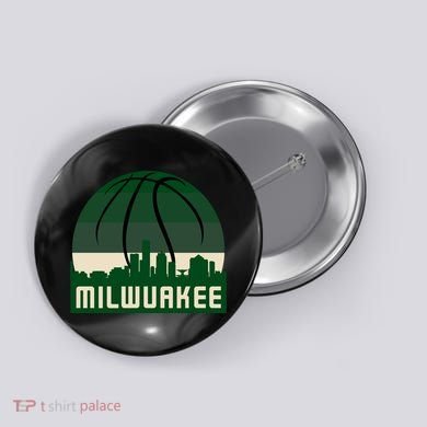 Milwaukee Basketball City Skyline Button