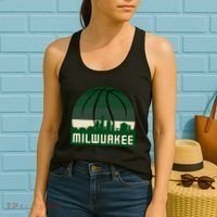 Milwaukee Basketball City Skyline Women's Tank Top thumb 2