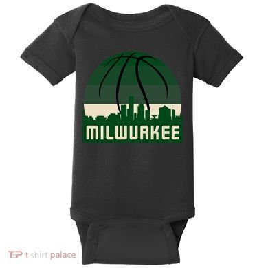 Milwaukee Basketball City Skyline Baby Bodysuit