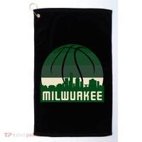 Milwaukee Basketball City Skyline Golf Towel thumb 0
