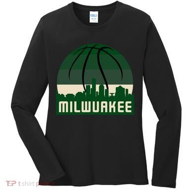 Milwaukee Basketball City Skyline Women's Long Sleeve Shirt