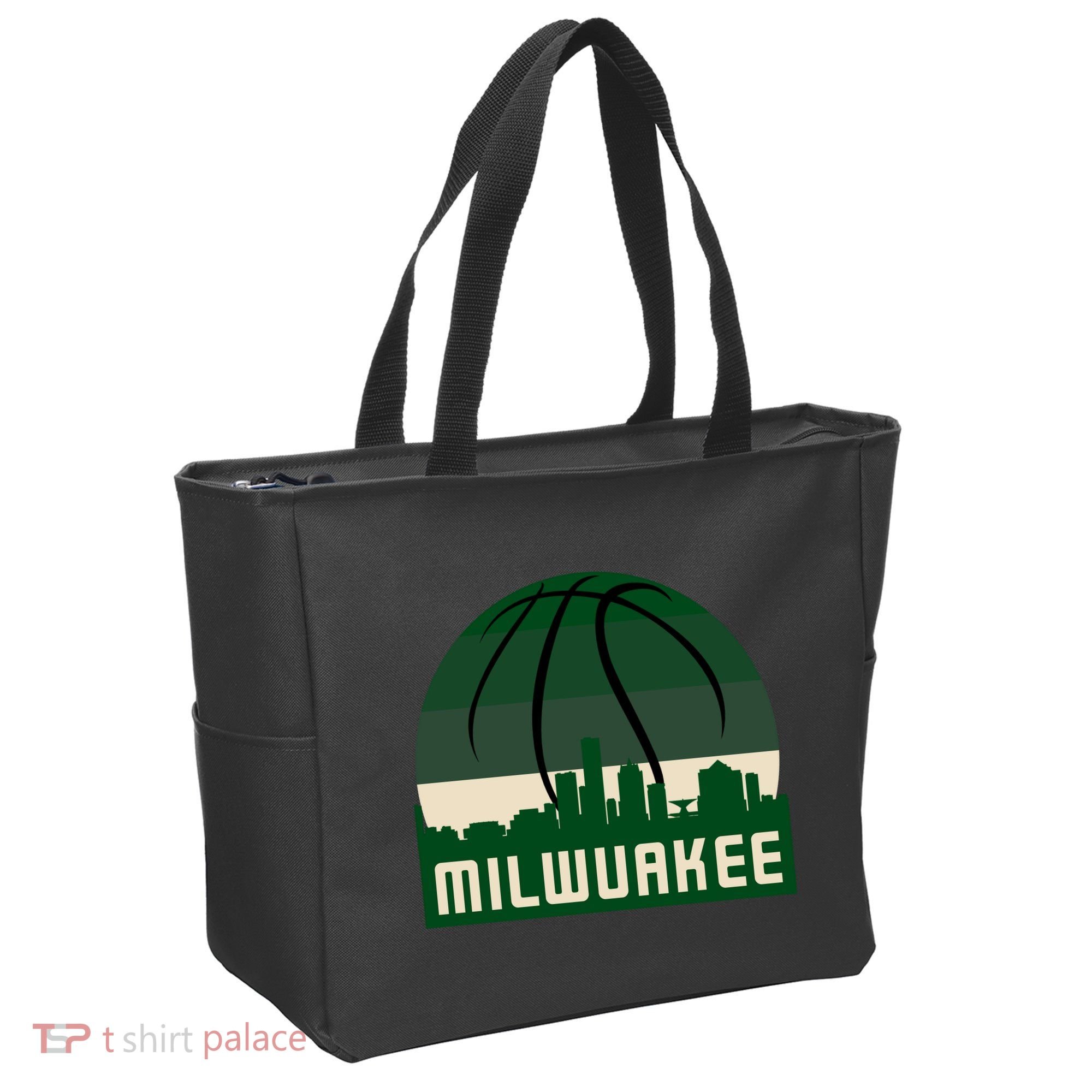 Milwaukee Basketball City Skyline Tote Bag
