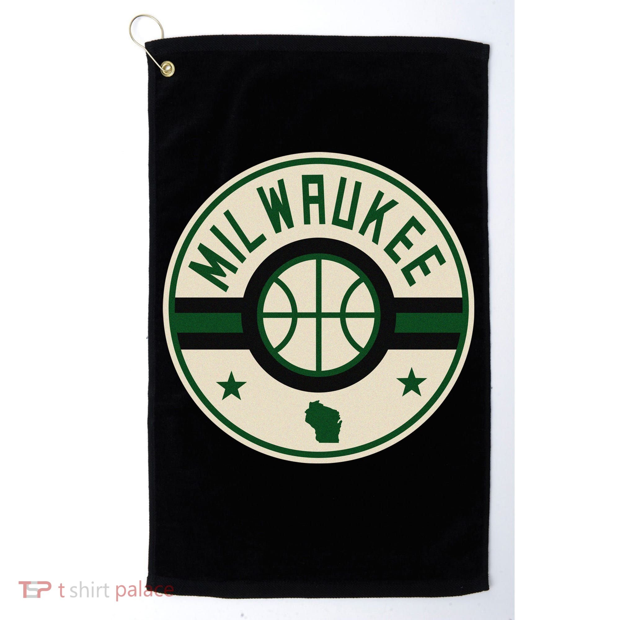 Milwaukee Basketball Stars And Stripes Wisconsin Map Golf Towel
