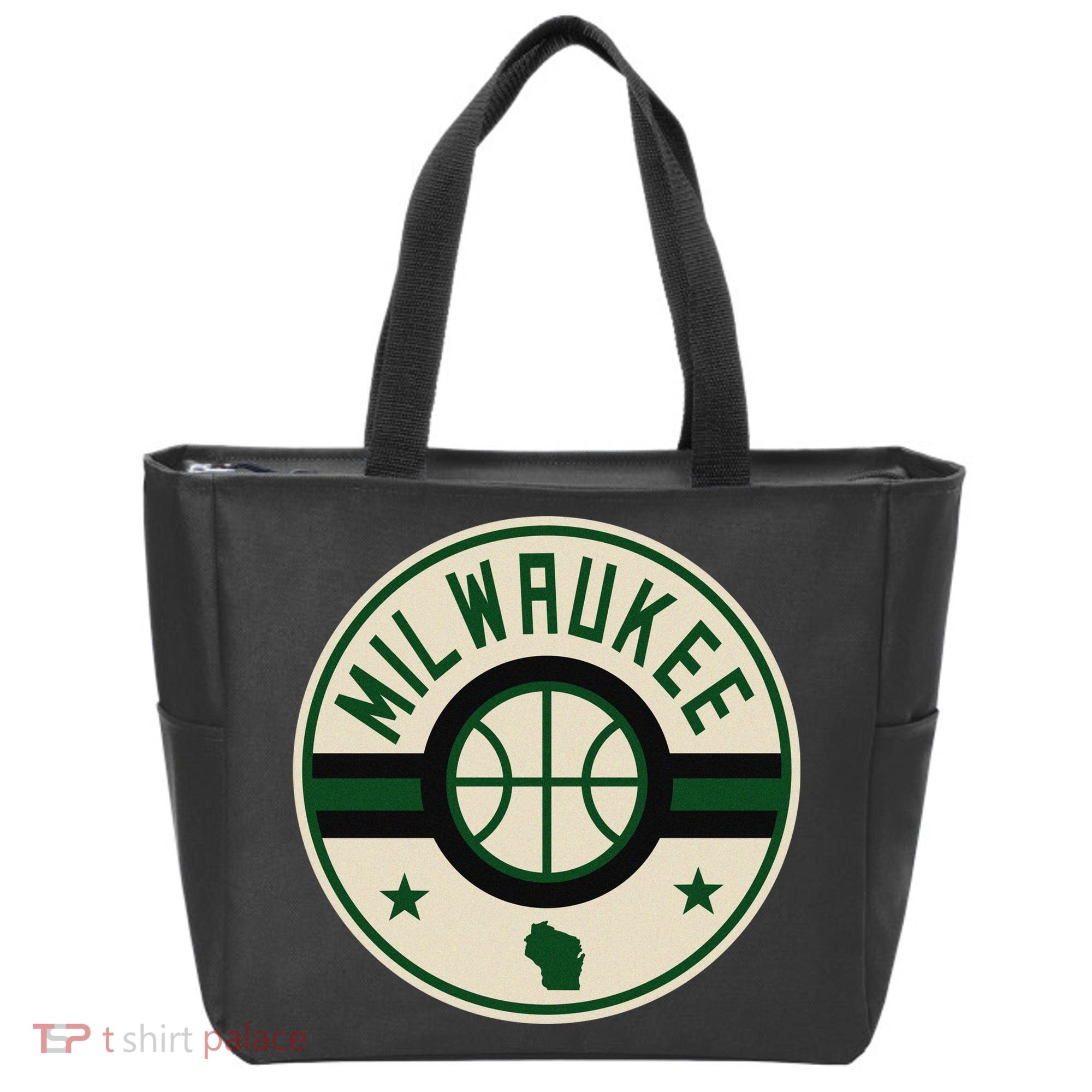 Milwaukee Basketball Stars And Stripes Wisconsin Map Tote Bag