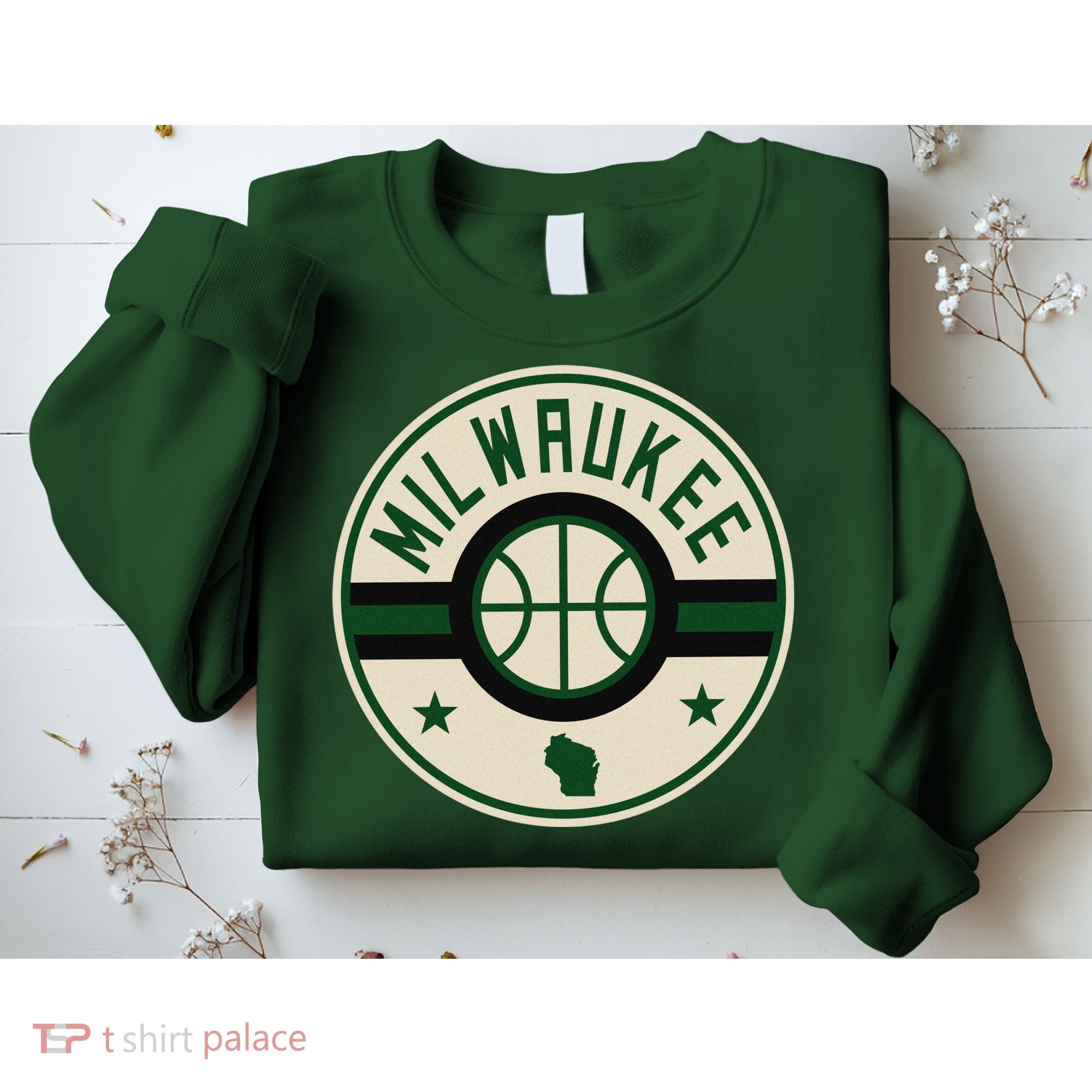 Milwaukee Basketball Stars And Stripes Wisconsin Map Sweatshirt