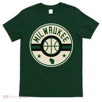 Milwaukee Basketball Stars And Stripes Wisconsin Map T-Shirt thumb 0