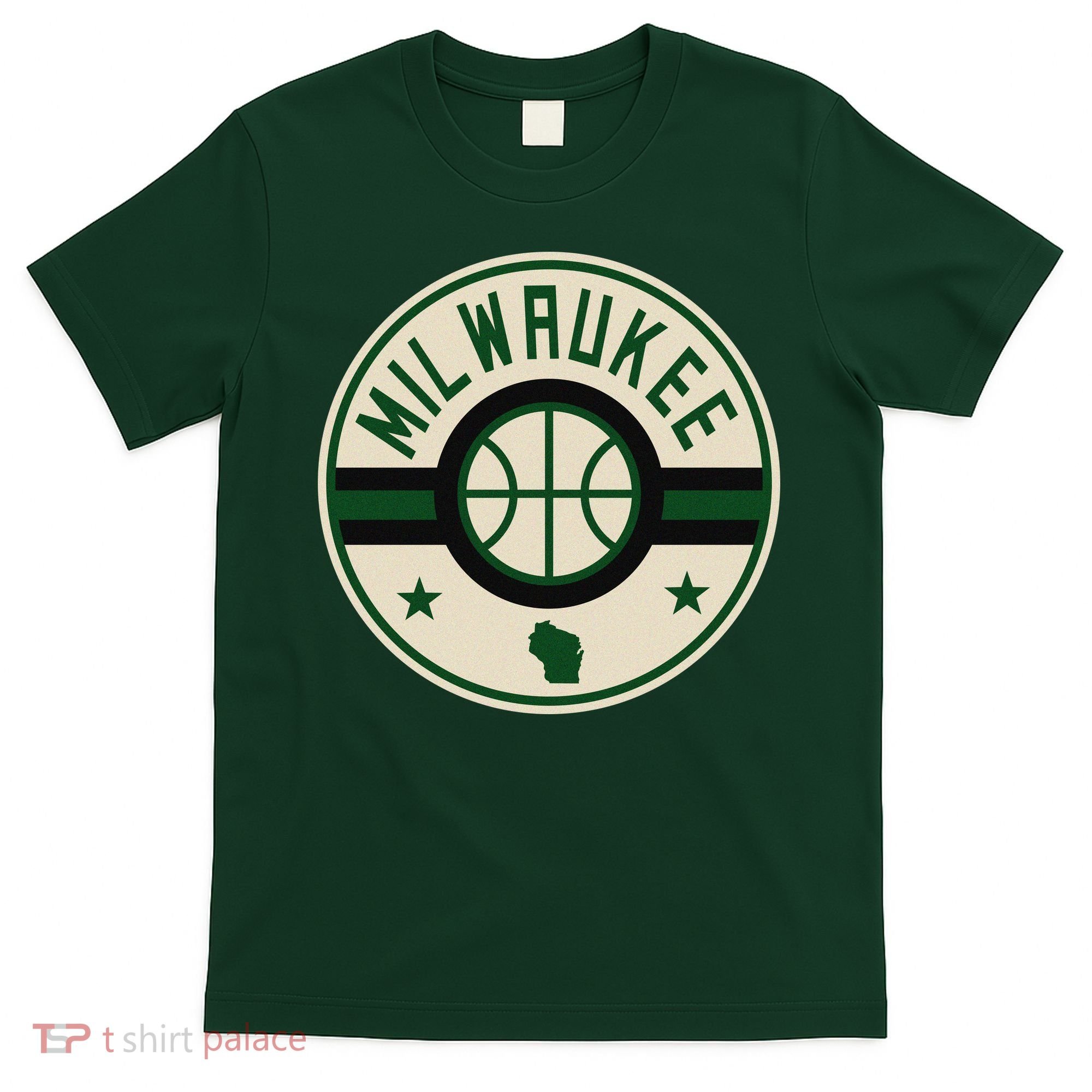 Milwaukee Basketball Stars And Stripes Wisconsin Map T-Shirt