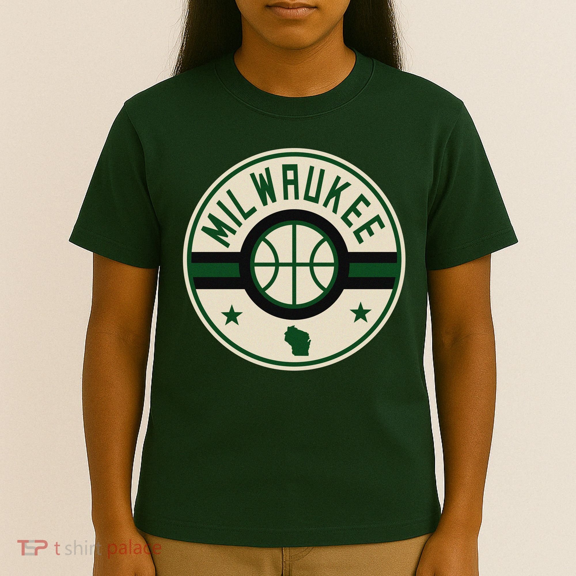 Milwaukee Basketball Stars And Stripes Wisconsin Map T-Shirt