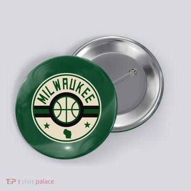 Milwaukee Basketball Stars And Stripes Wisconsin Map Button