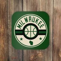Milwaukee Basketball Stars And Stripes Wisconsin Map Coaster thumb 0