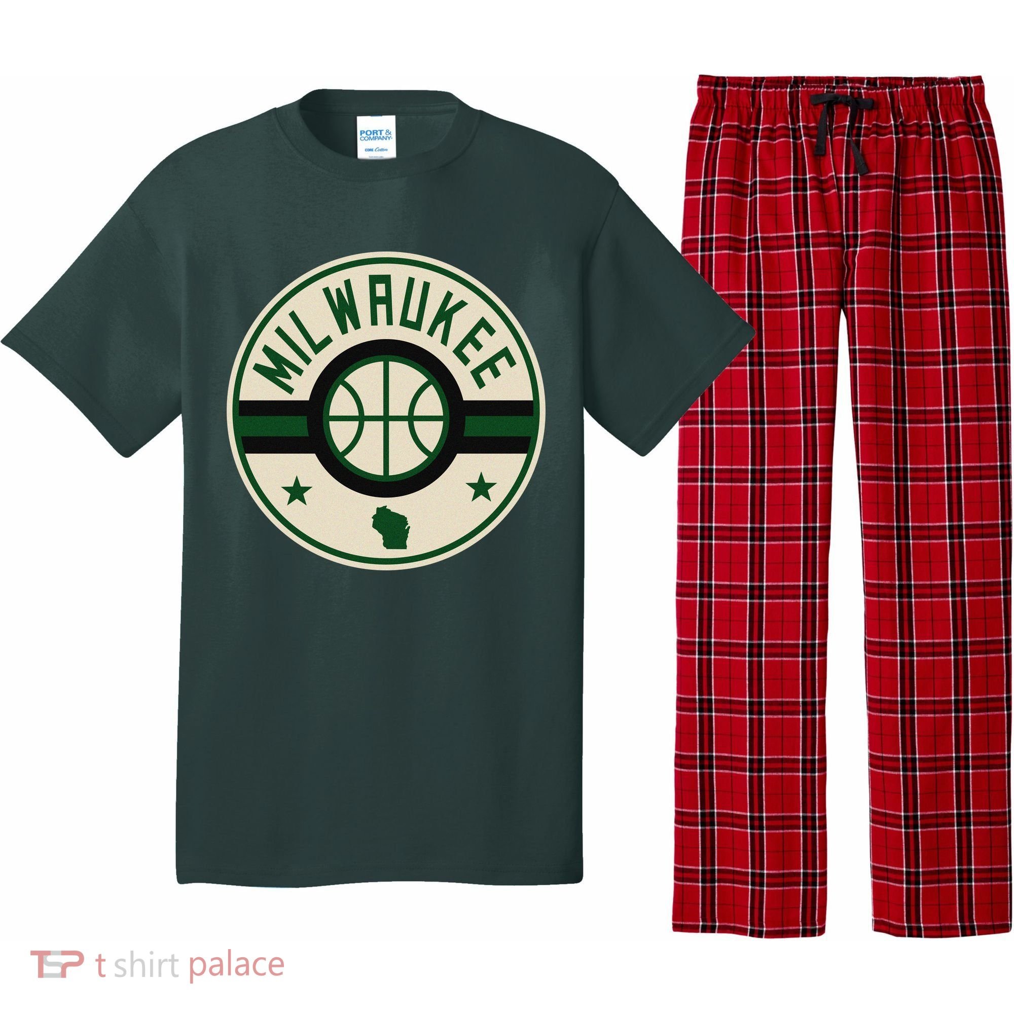 Milwaukee Basketball Stars And Stripes Wisconsin Map Pajama Set