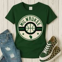 Milwaukee Basketball Stars And Stripes Wisconsin Map Women's T-Shirt thumb 3