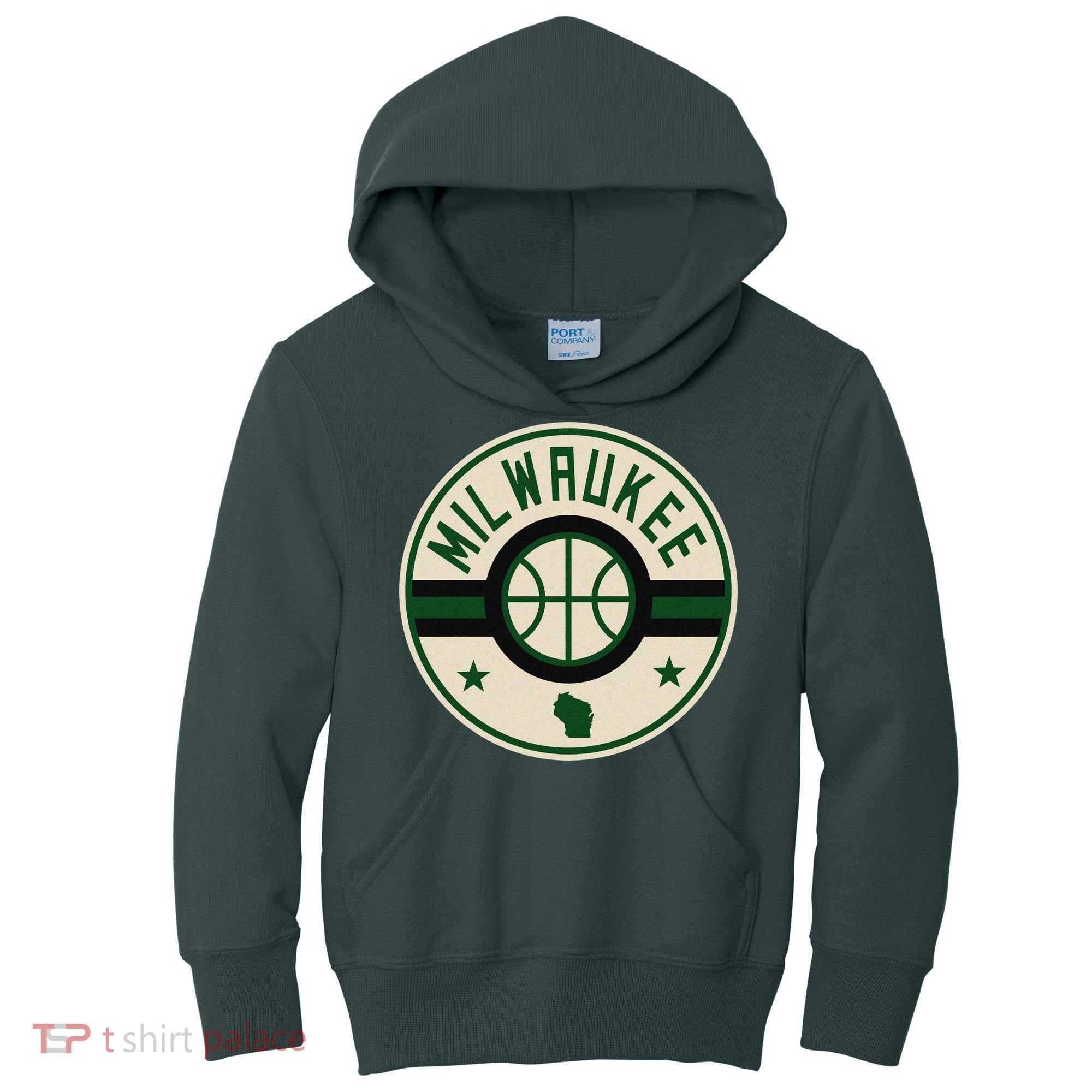 Milwaukee Basketball Stars And Stripes Wisconsin Map Kids Hoodie