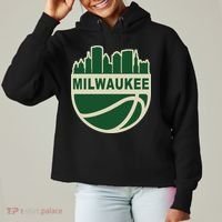 Milwaukee Basketball Wisconsin Cityscape Ladies Heavyweight Boxy Pullover Hoodie thumb 0