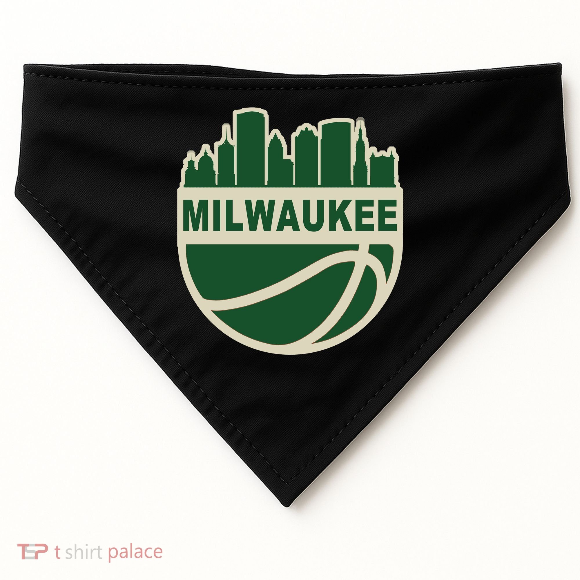 Milwaukee Basketball Wisconsin Cityscape USA-Made Doggie Bandana