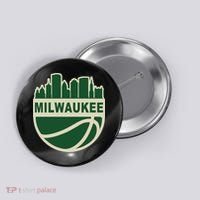 Milwaukee Basketball Wisconsin Cityscape Button thumb 0