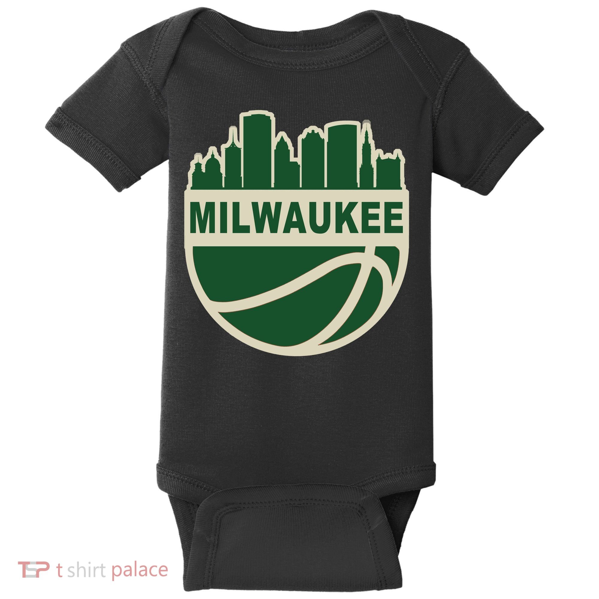 Milwaukee Basketball Wisconsin Cityscape Baby Bodysuit