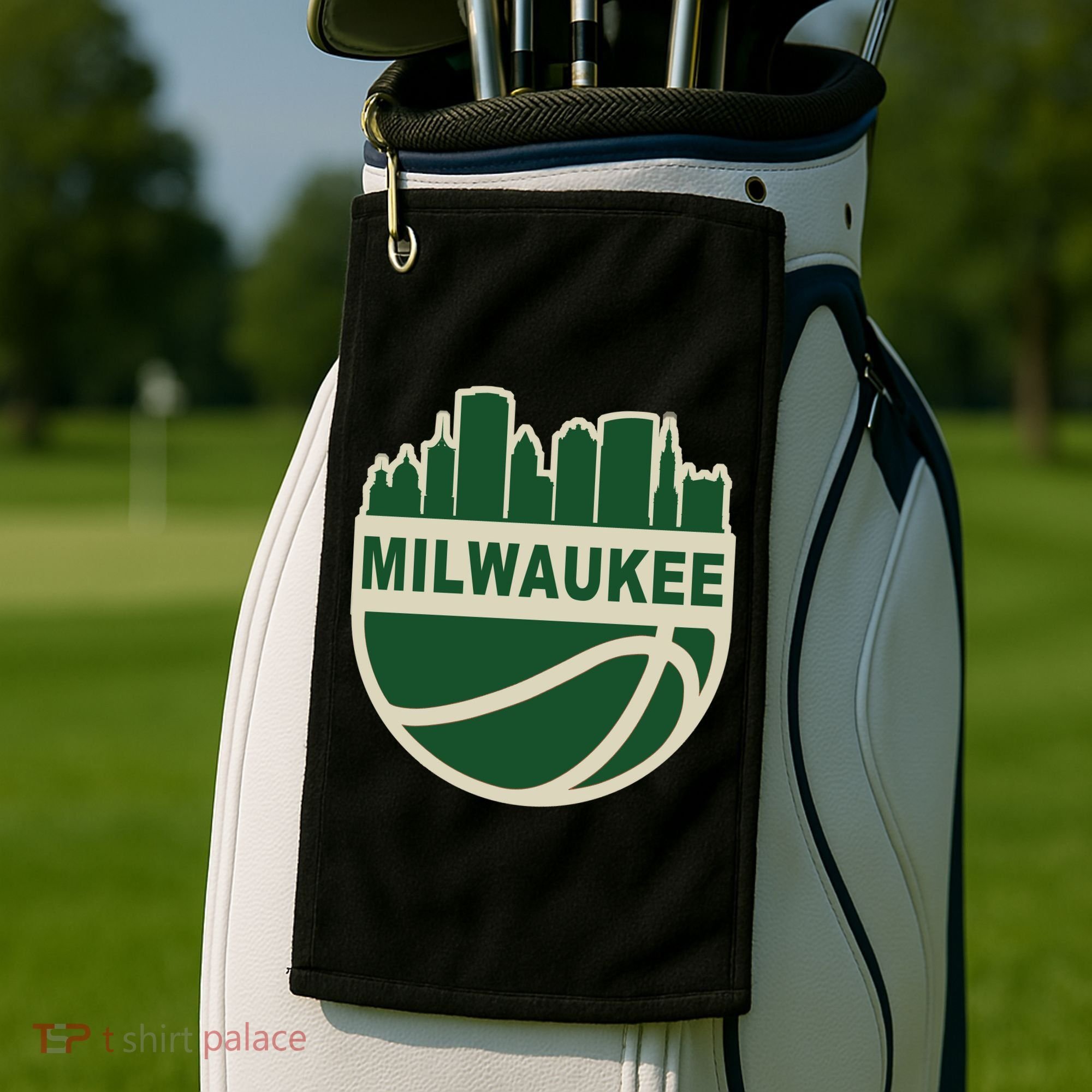 Milwaukee Basketball Wisconsin Cityscape Golf Towel