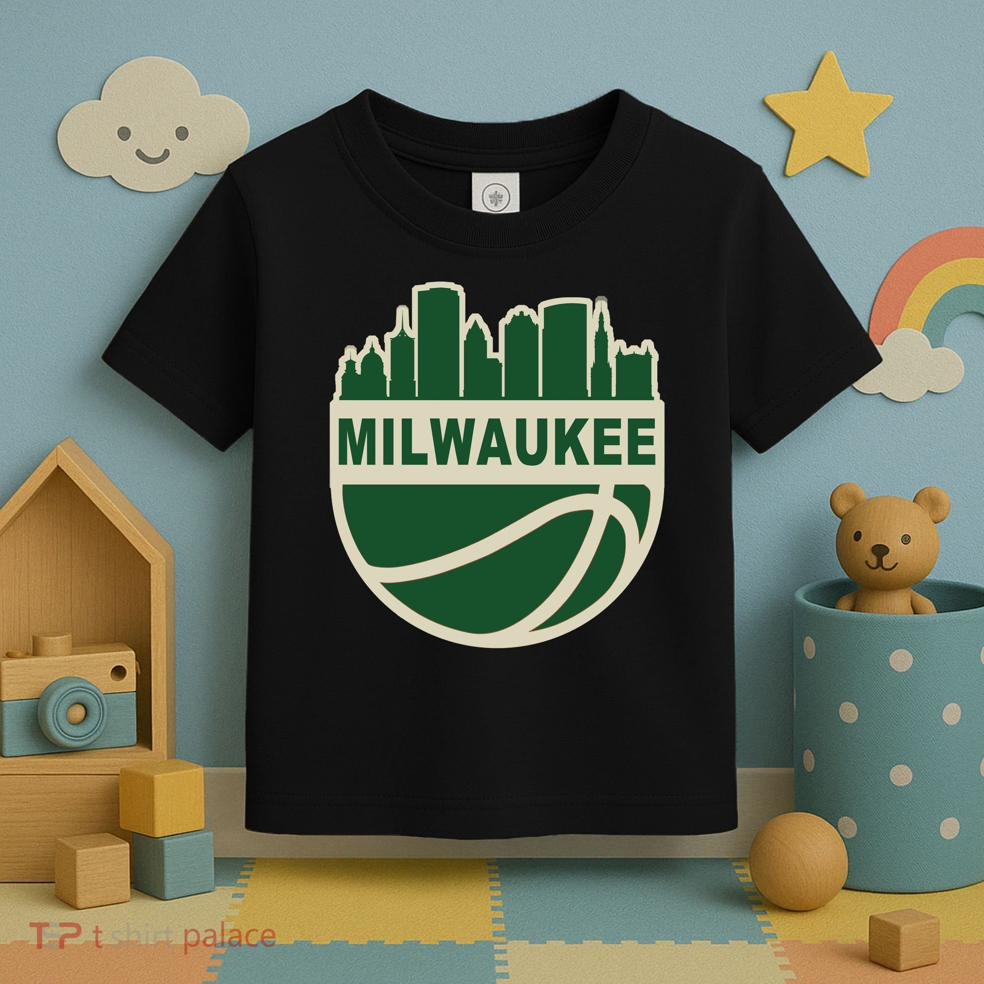 Milwaukee Basketball Wisconsin Cityscape Toddler T-Shirt