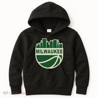 Milwaukee Basketball Wisconsin Cityscape Kids Hoodie thumb 0