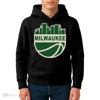 Milwaukee Basketball Wisconsin Cityscape Kids Hoodie thumb 4