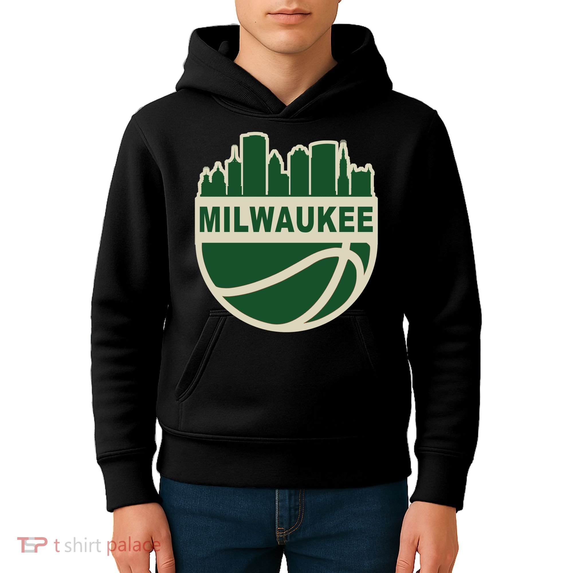 Milwaukee Basketball Wisconsin Cityscape Kids Hoodie