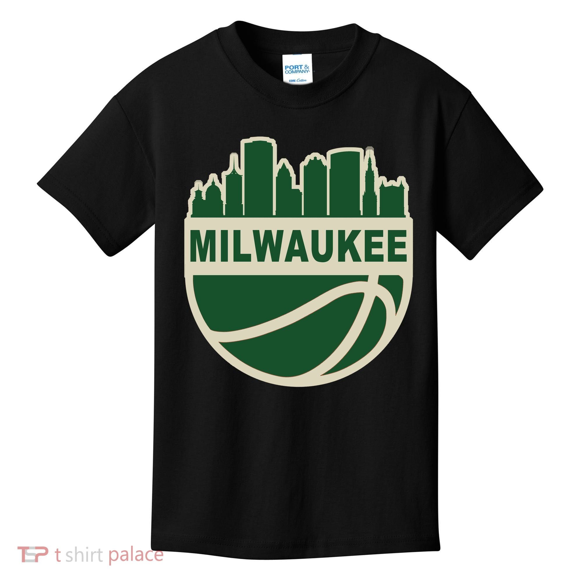 Milwaukee Basketball Wisconsin Cityscape Kids T-Shirt