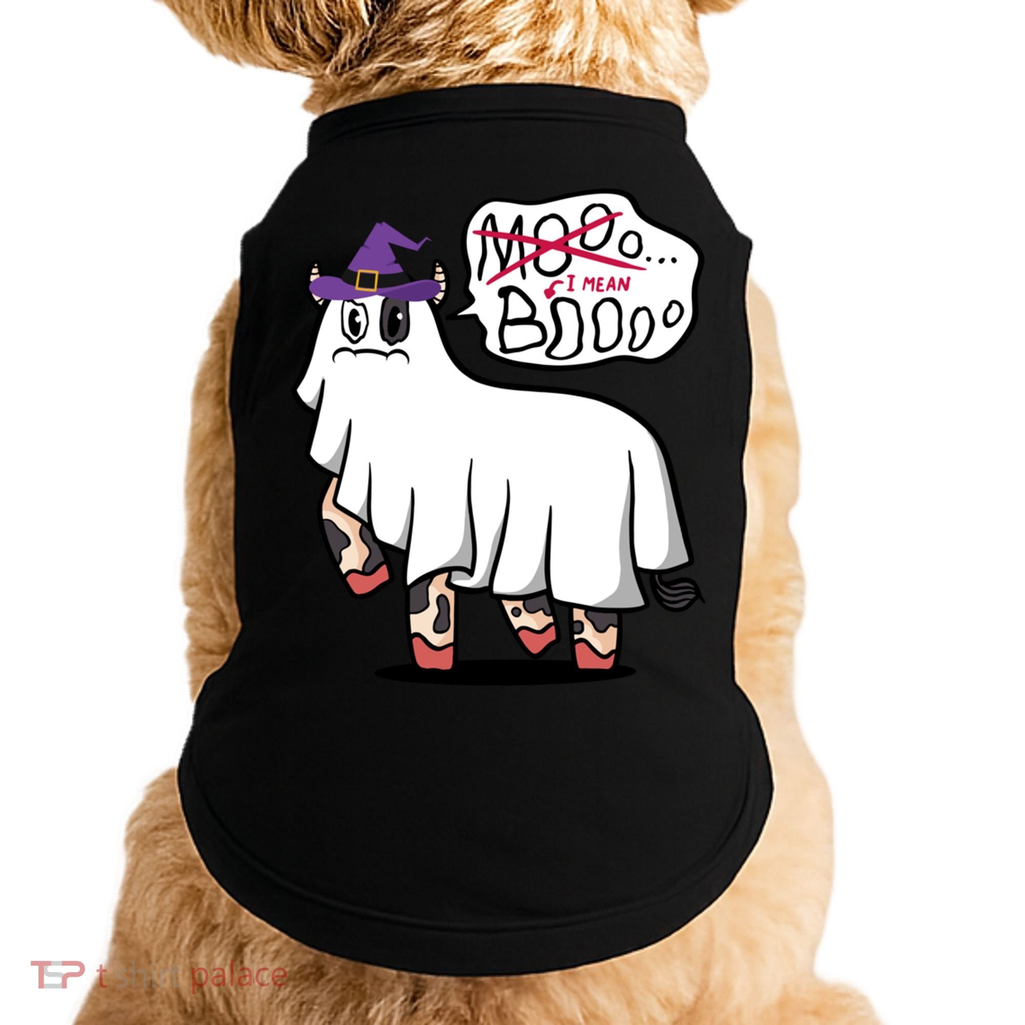Mooo I Mean Boo Funny Gift Halloween Funny Cow Gift Doggie Tank