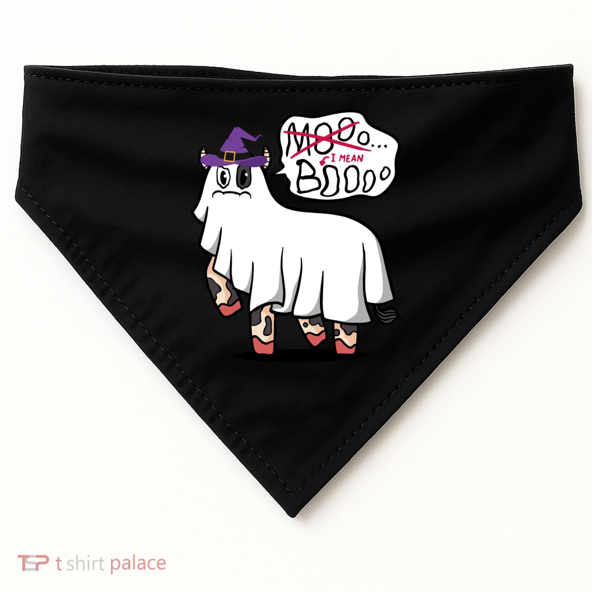 Mooo I Mean Boo Funny Gift Halloween Funny Cow Gift USA-Made Doggie Bandana