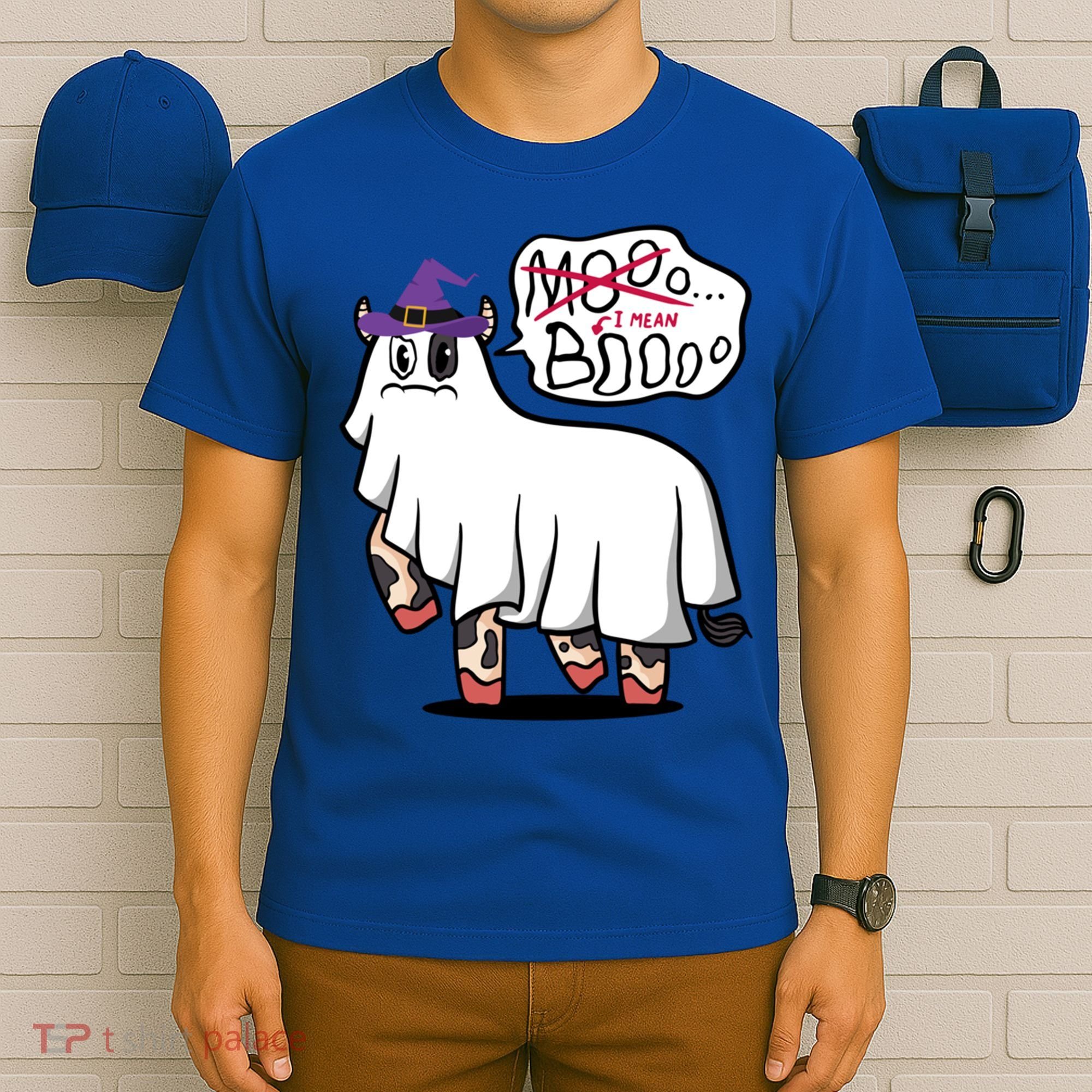 Mooo I Mean Boo Funny Gift Halloween Funny Cow Gift T-Shirt