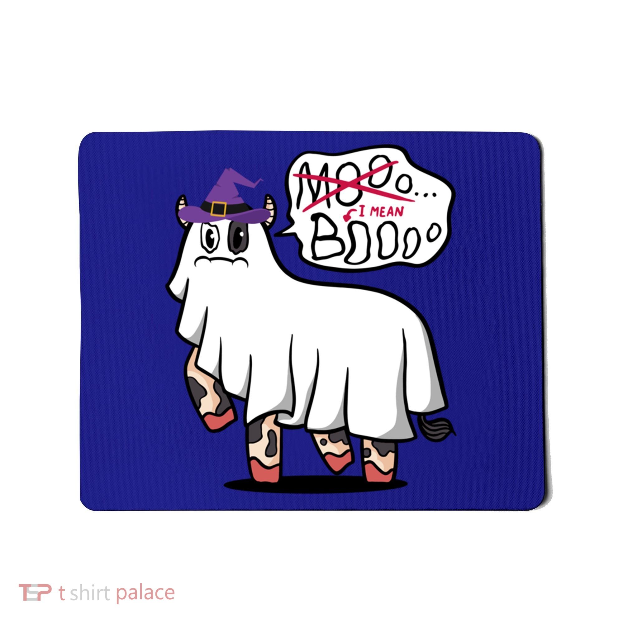 Mooo I Mean Boo Funny Gift Halloween Funny Cow Gift Mousepad