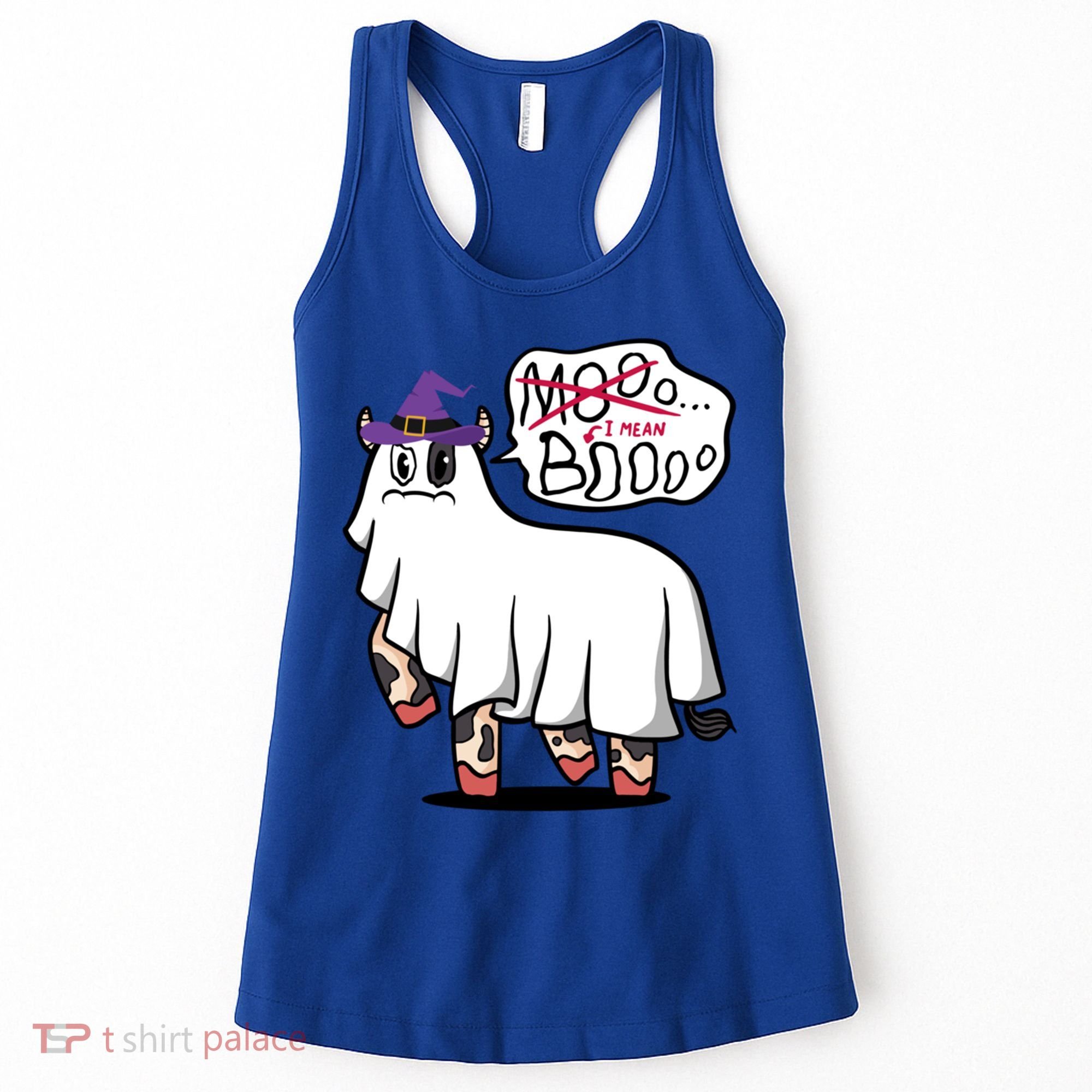 Mooo I Mean Boo Funny Gift Halloween Funny Cow Gift Women's Tank Top