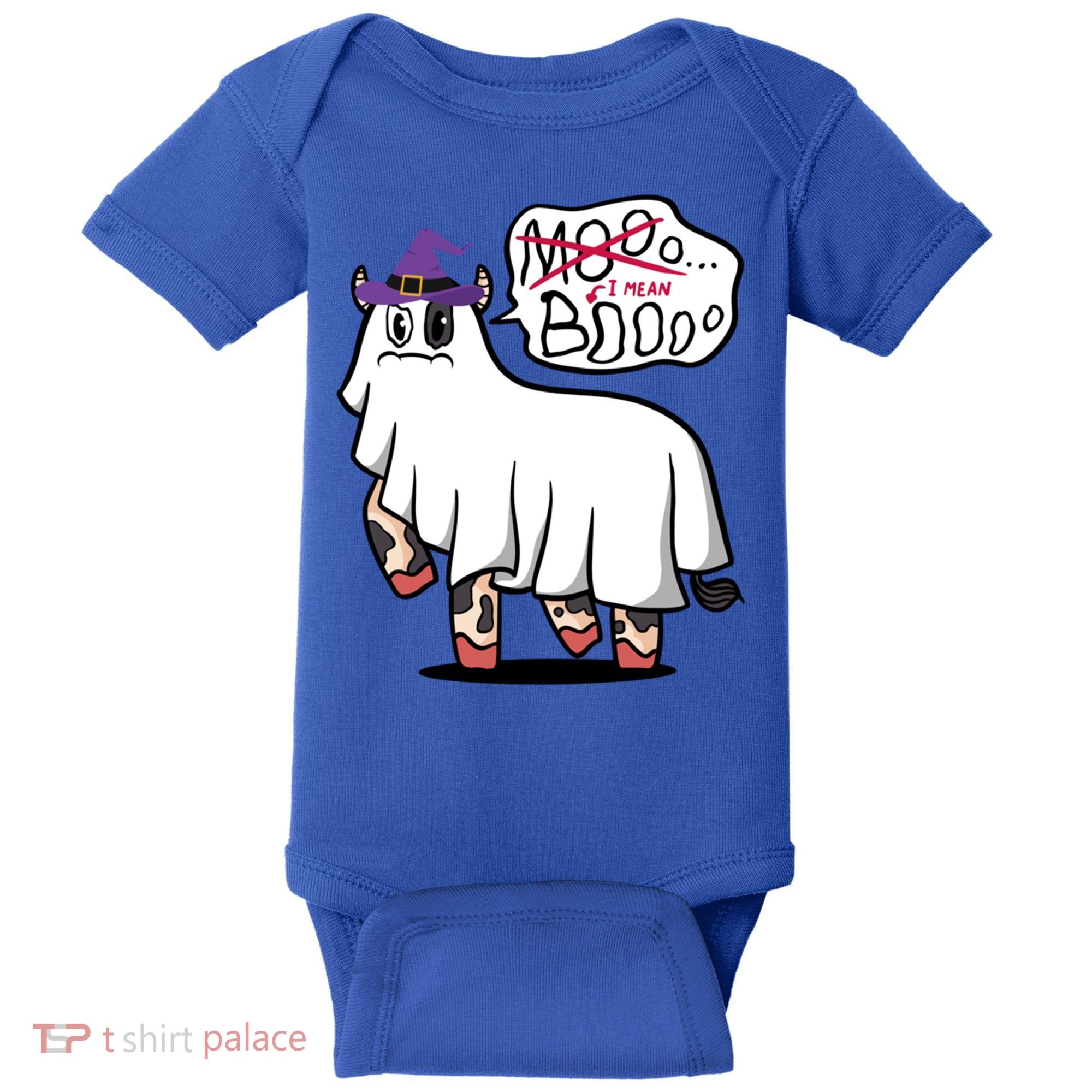 Mooo I Mean Boo Funny Gift Halloween Funny Cow Gift Baby Bodysuit