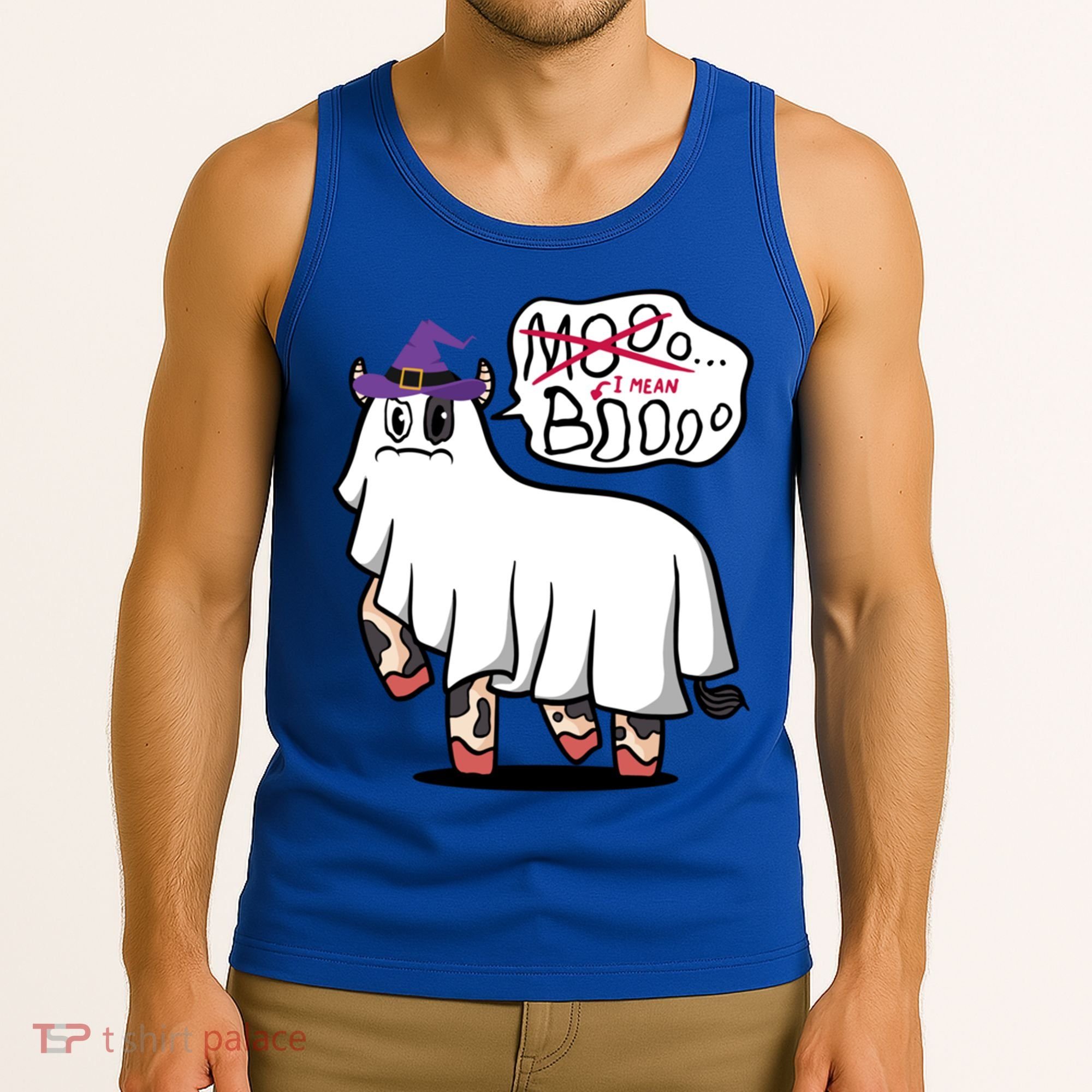 Mooo I Mean Boo Funny Gift Halloween Funny Cow Gift Tank Top