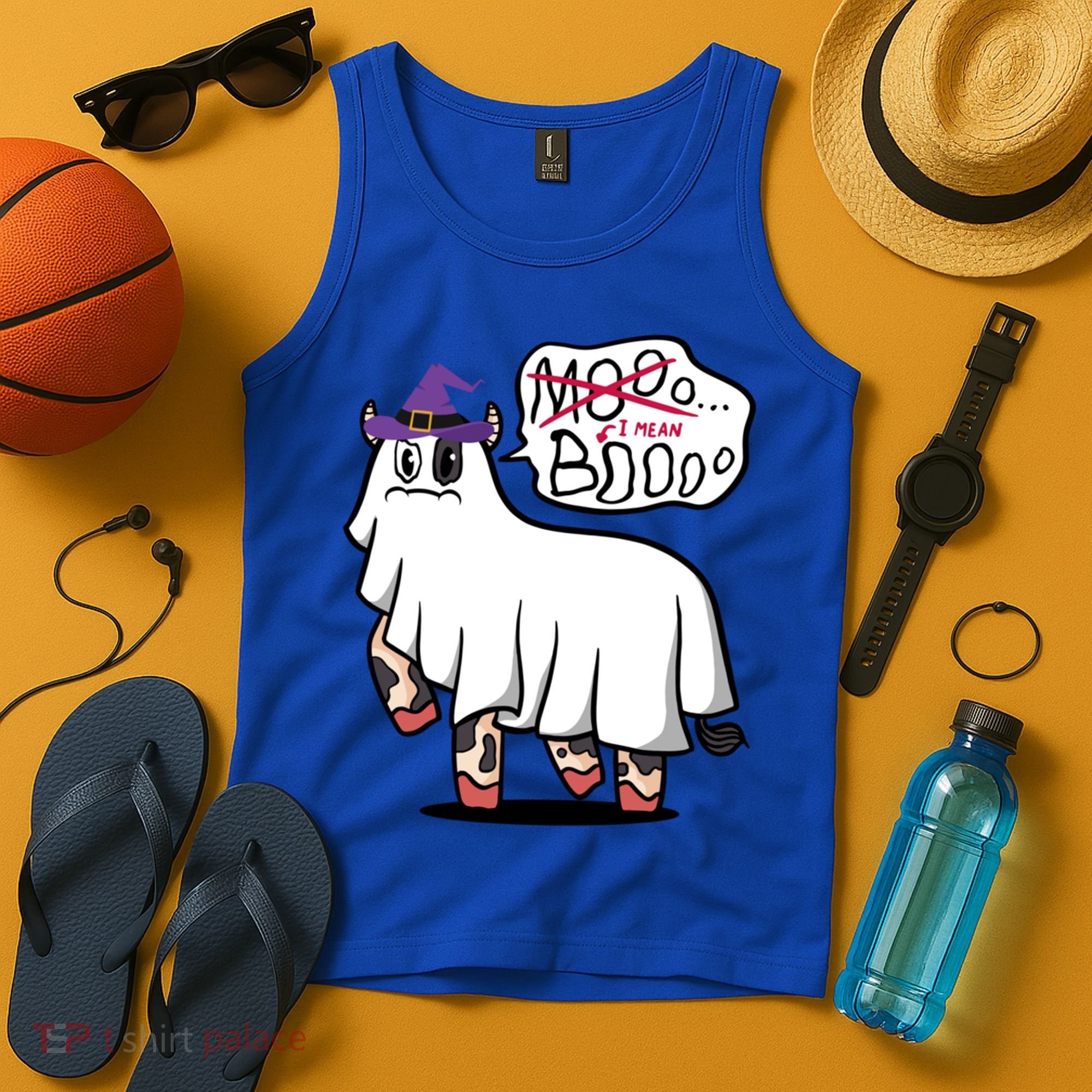 Mooo I Mean Boo Funny Gift Halloween Funny Cow Gift Tank Top