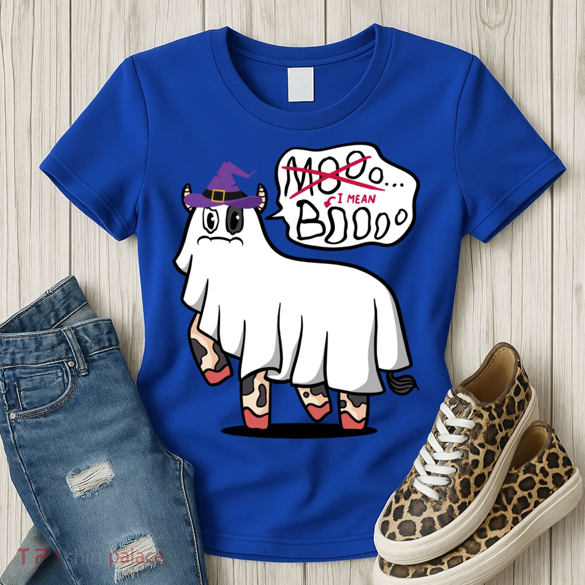 Mooo I Mean Boo Funny Gift Halloween Funny Cow Gift Women's T-Shirt