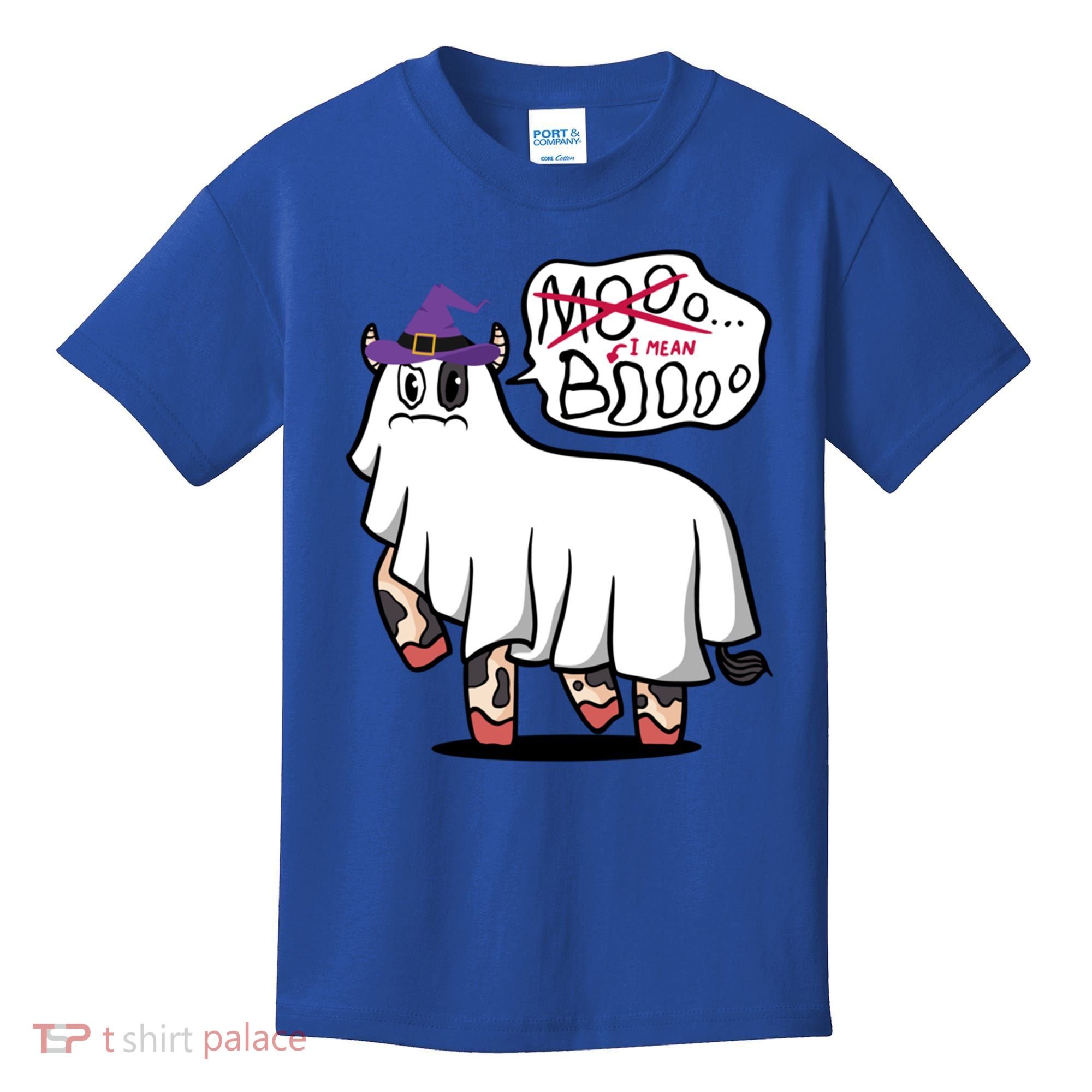 Mooo I Mean Boo Funny Gift Halloween Funny Cow Gift Kids T-Shirt