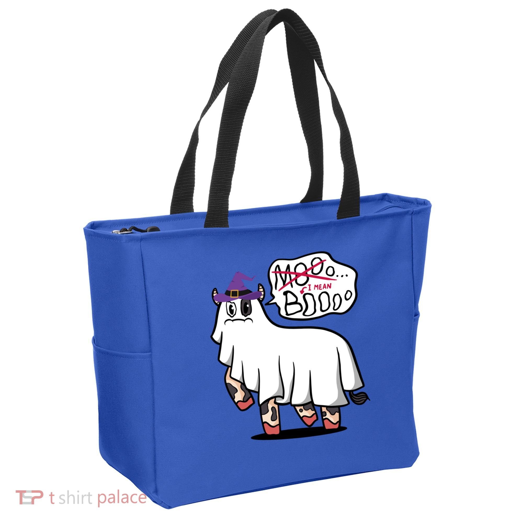 Mooo I Mean Boo Funny Gift Halloween Funny Cow Gift Tote Bag