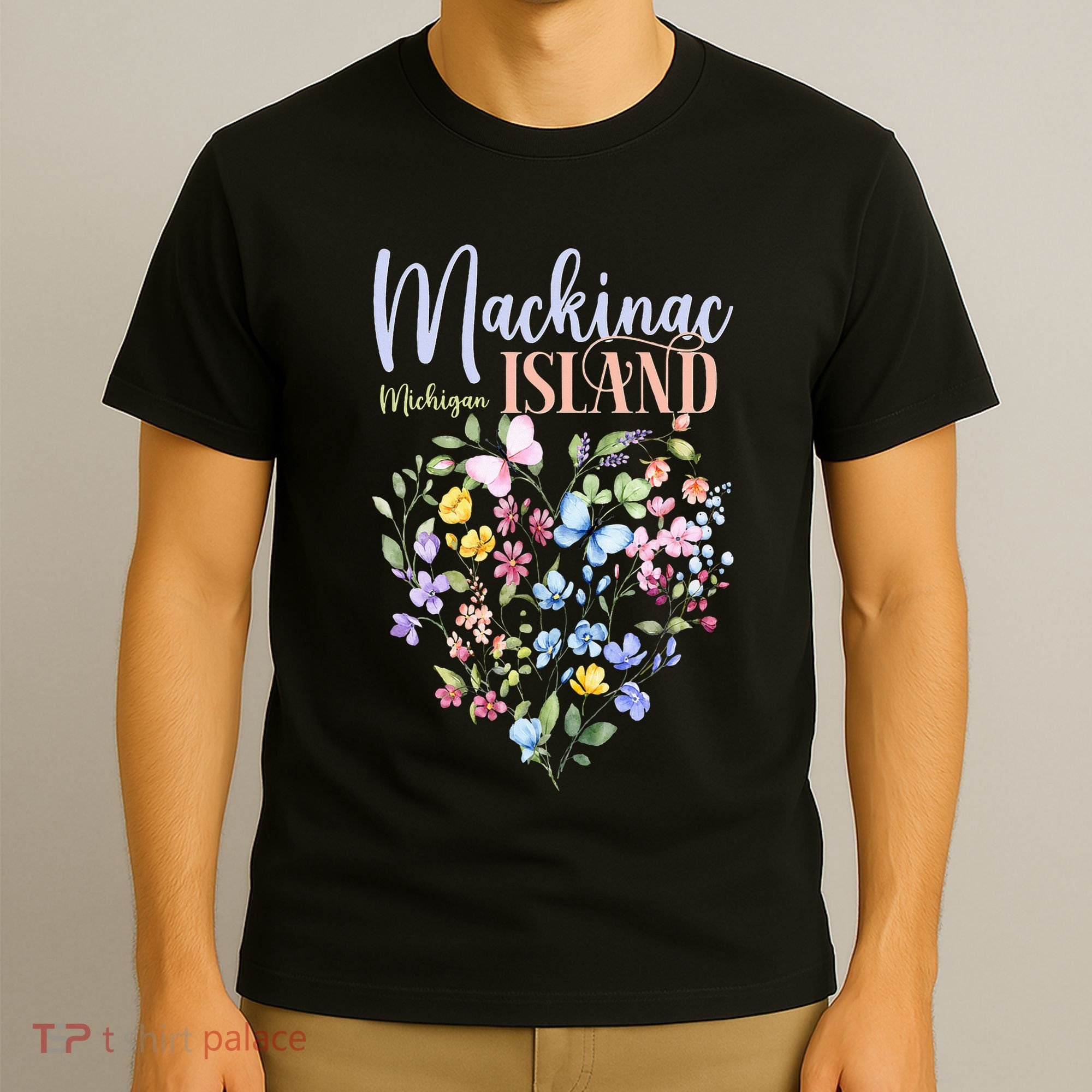 Mackinac Island Michigan Wildflowers Heart I Love Michigan T-Shirt