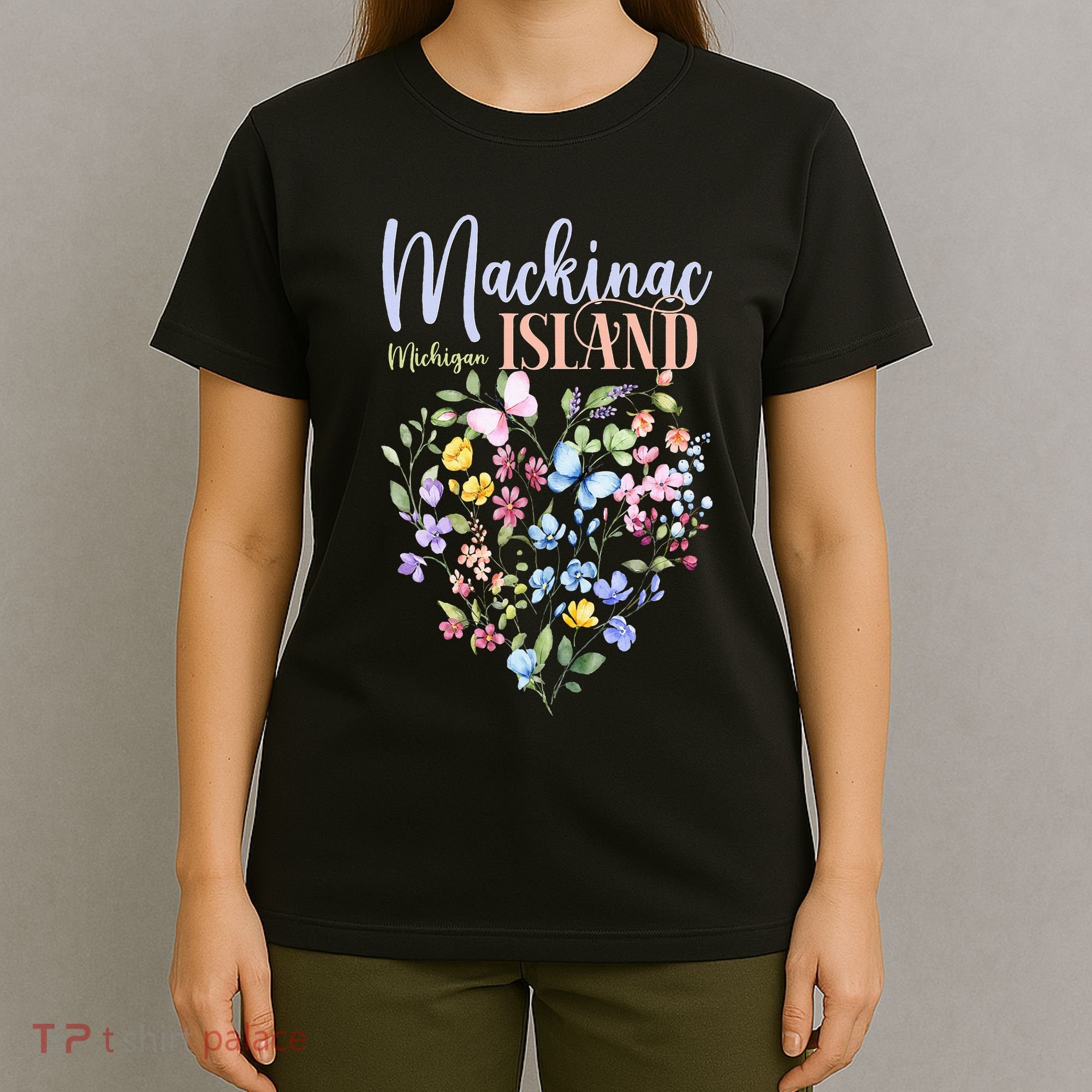 Mackinac Island Michigan Wildflowers Heart I Love Michigan T-Shirt