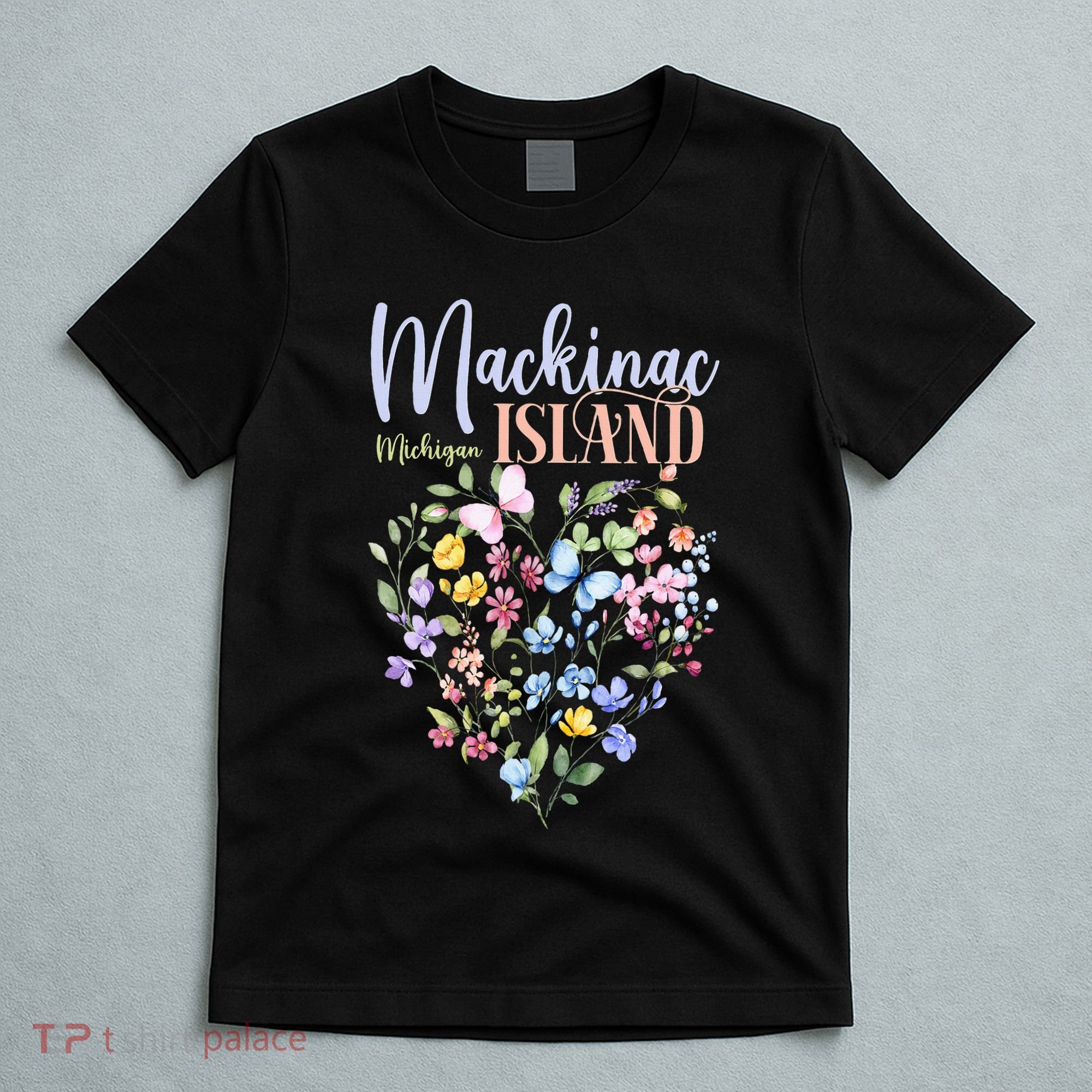 Mackinac Island Michigan Wildflowers Heart I Love Michigan T-Shirt