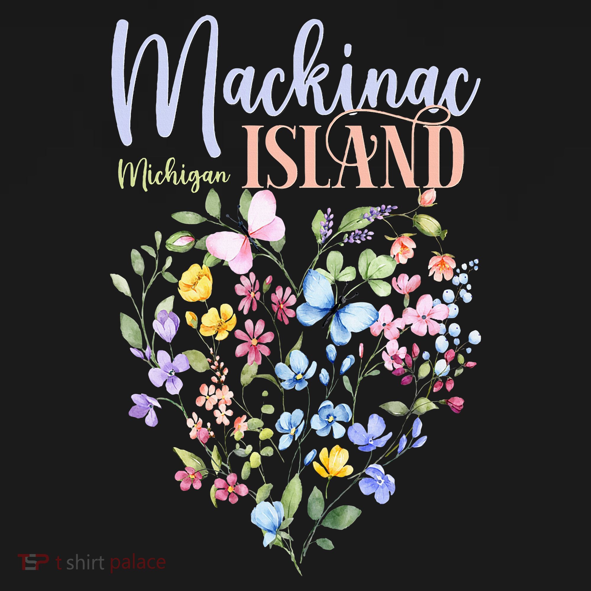 Mackinac Island Michigan Wildflowers Heart I Love Michigan T-Shirt