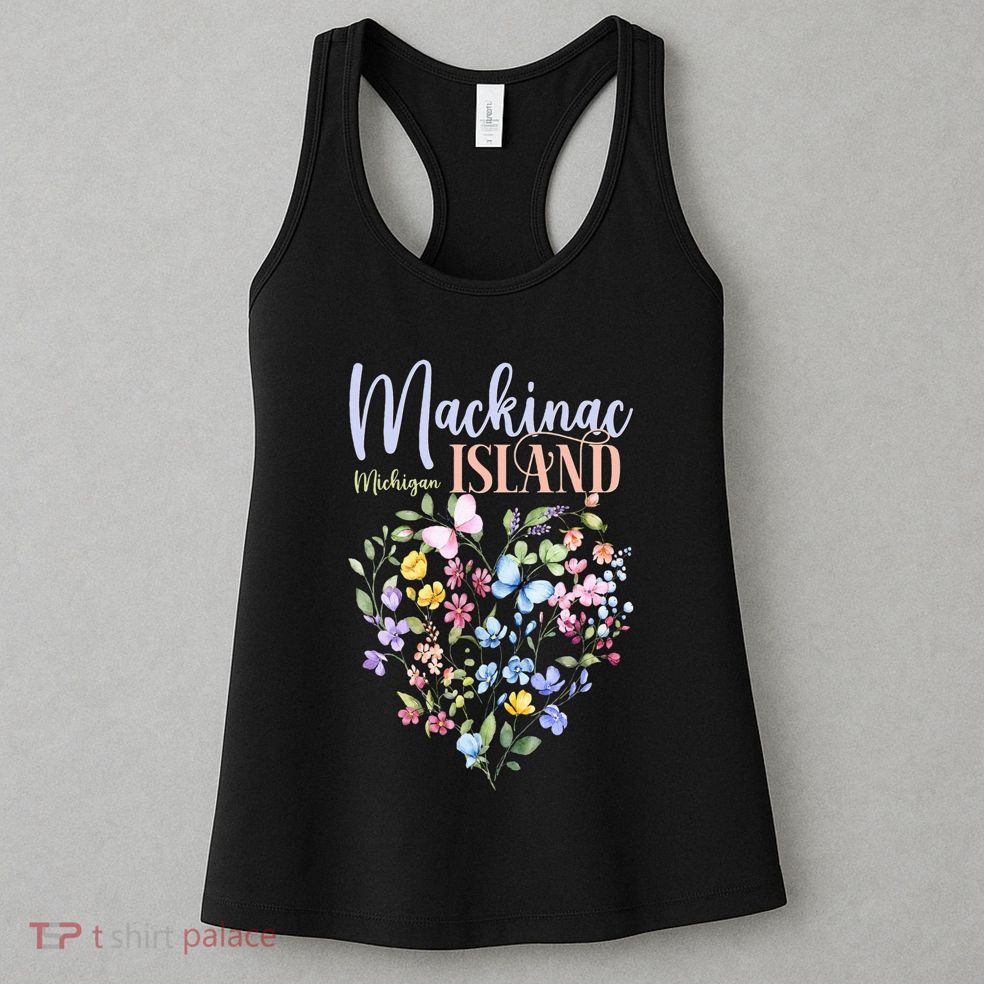 Mackinac Island Michigan Wildflowers Heart I Love Michigan Women's Tank Top