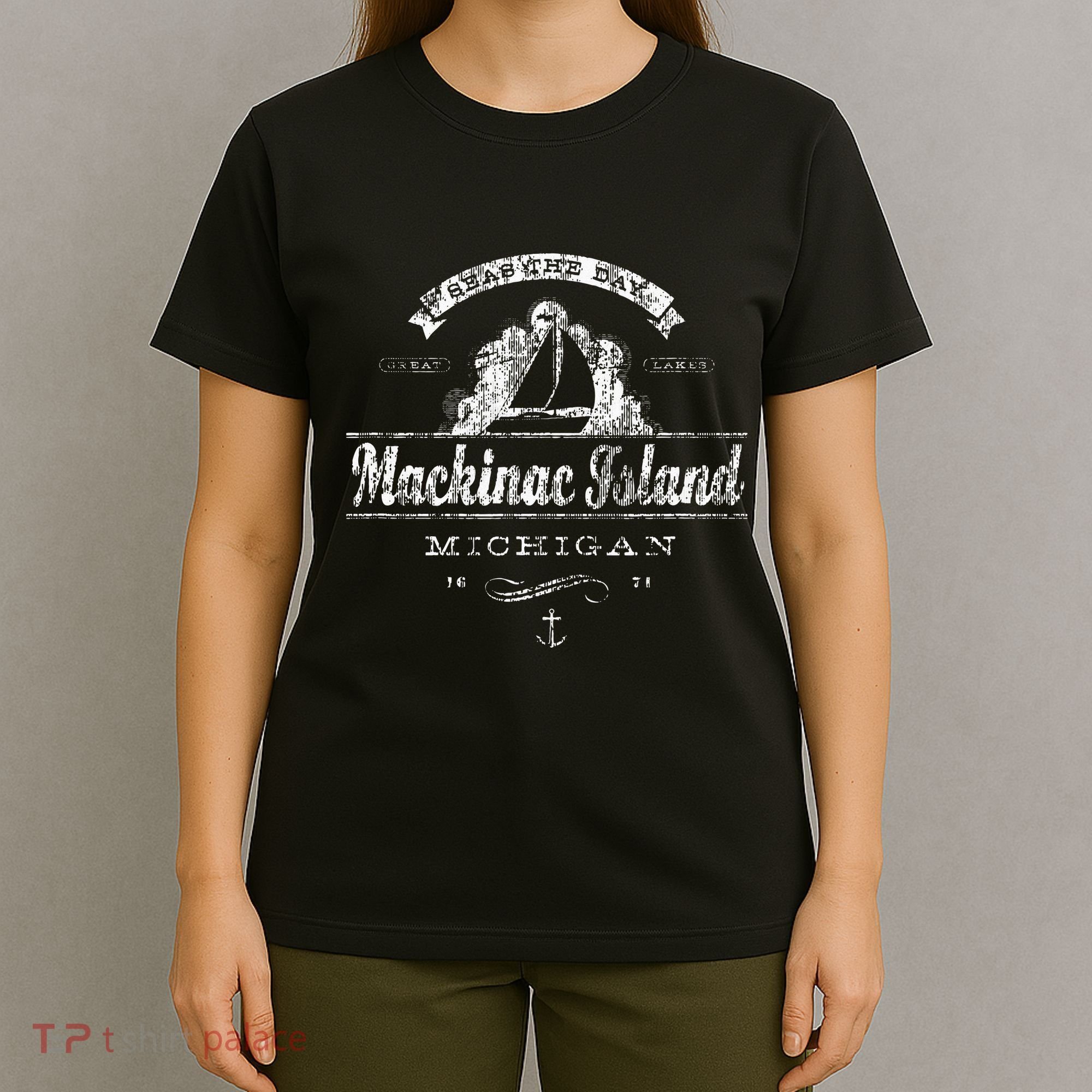 Mackinac Island MI Sailboat Vintage Nautical T-Shirt