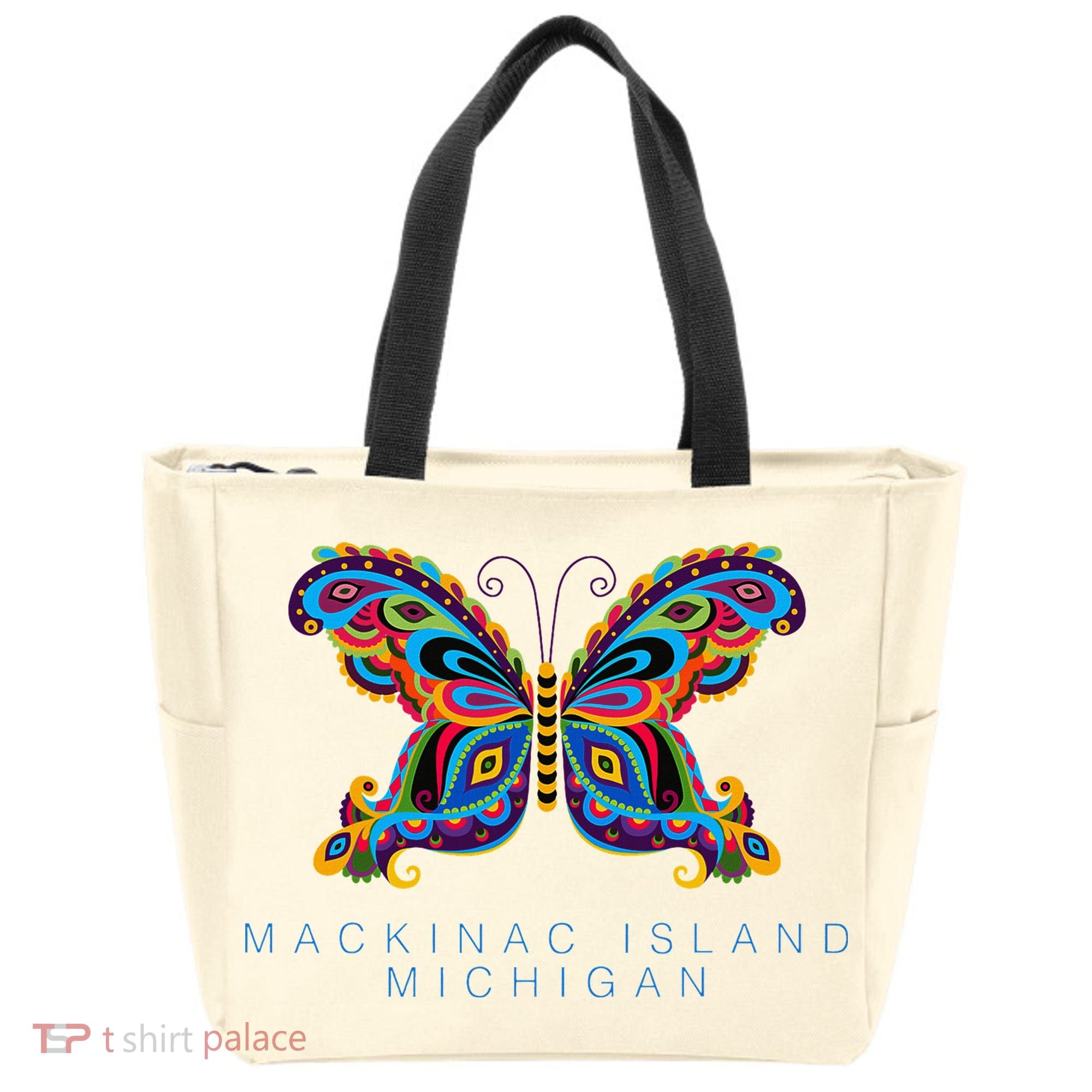 Mackinac Island Michigan Souvenir Butterfly Graphic Tote Bag