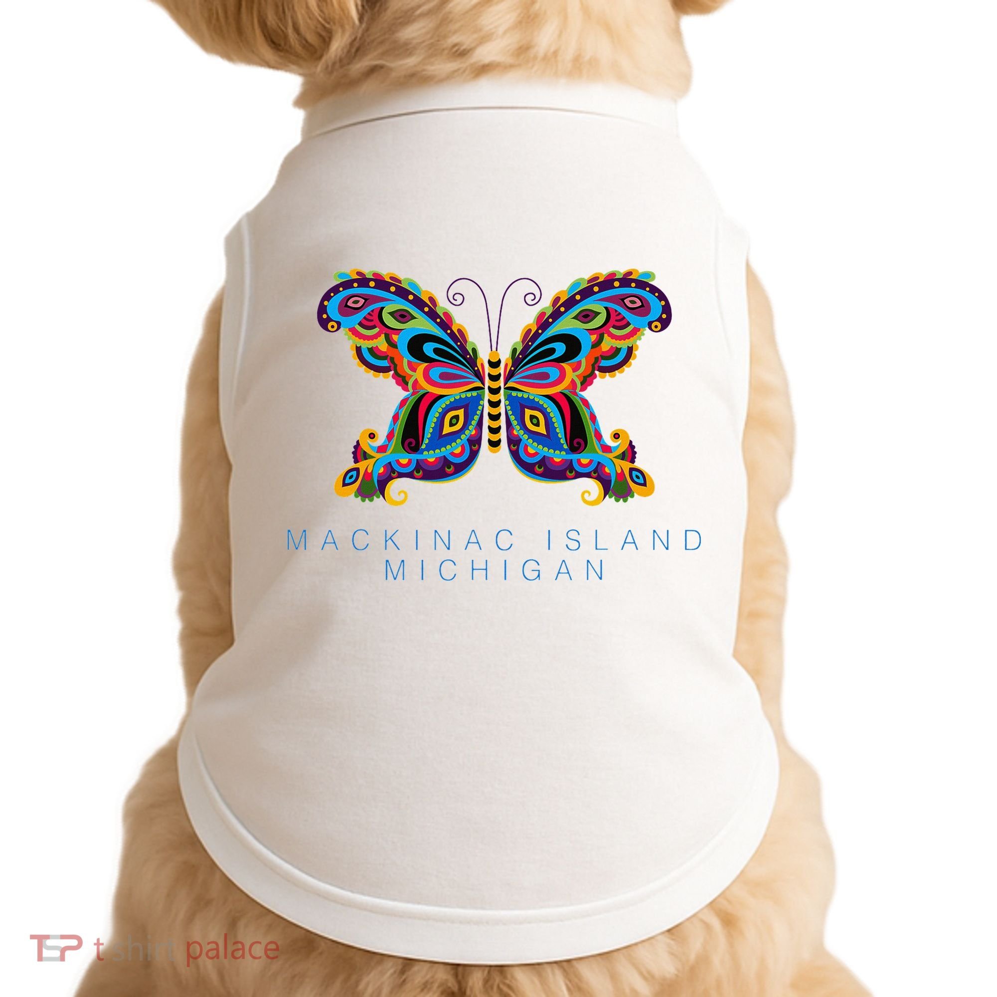 Mackinac Island Michigan Souvenir Butterfly Graphic Doggie Tank