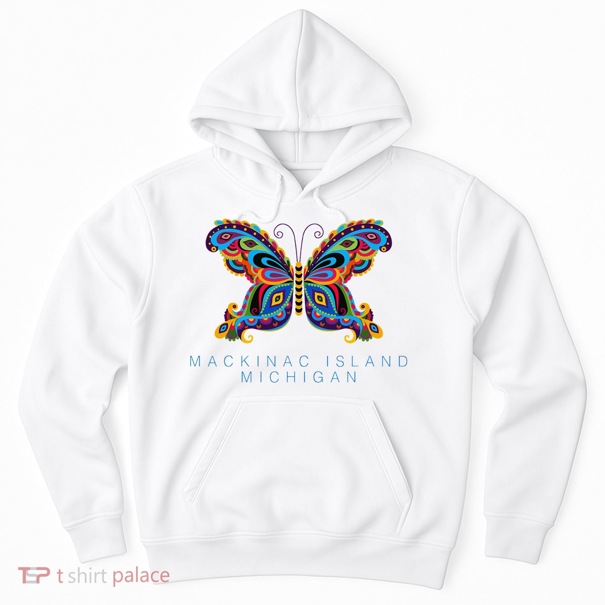 Mackinac Island Michigan Souvenir Butterfly Graphic Hoodie