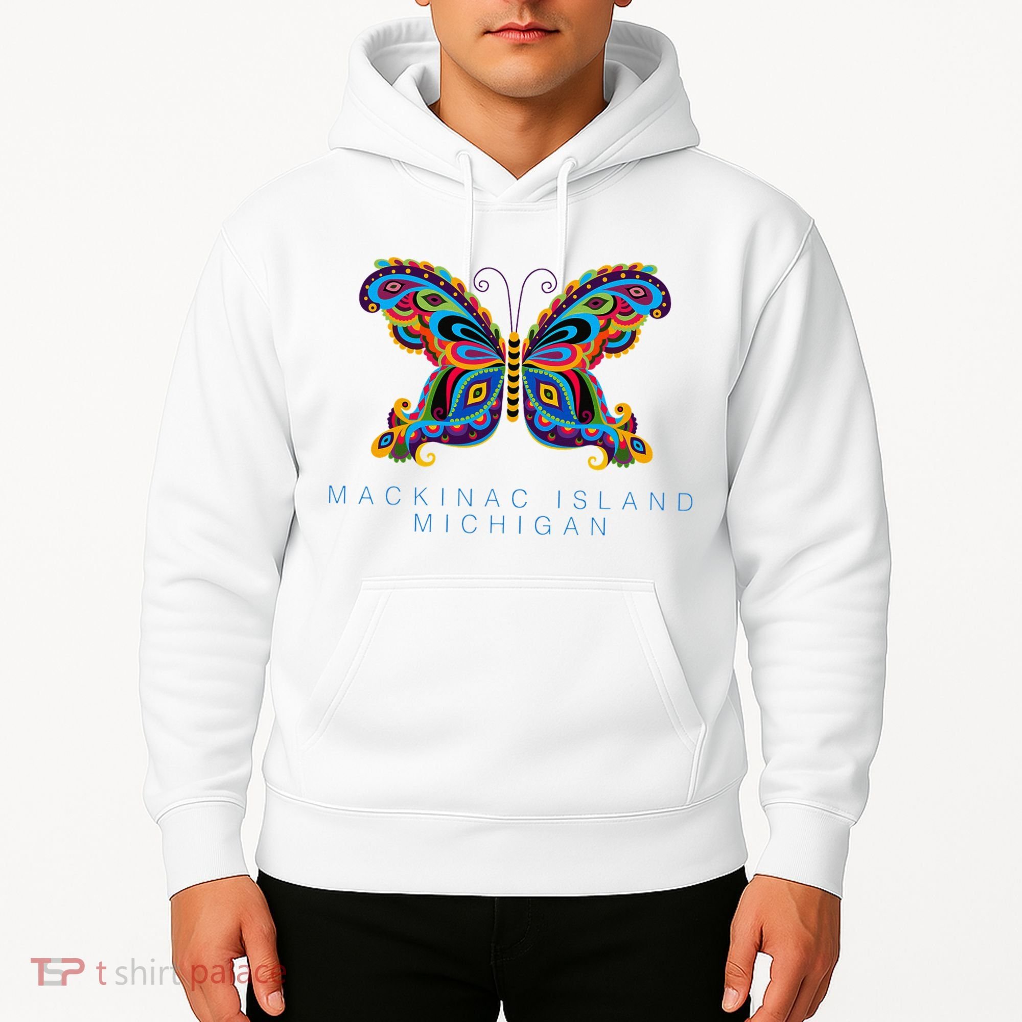 Mackinac Island Michigan Souvenir Butterfly Graphic Hoodie